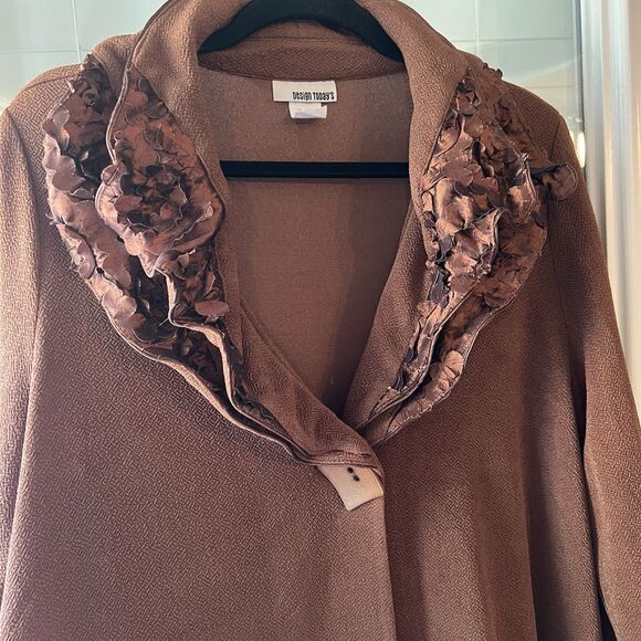 Vintage Design Today’s Women’s Cardigan Large Lagenlook Rustic Fall Wire Collar - Picture 3 of 7